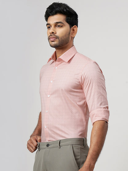 Pink Checked Slim Fit Formal Shirt | JadeBlue Youth