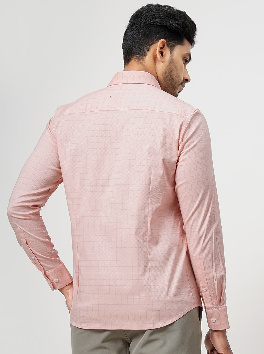Pink Checked Slim Fit Formal Shirt | JadeBlue Youth