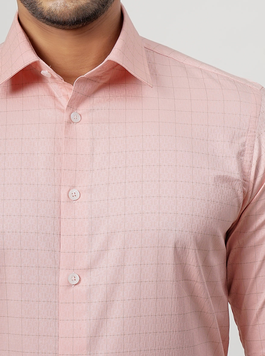 Pink Checked Slim Fit Formal Shirt | JadeBlue Youth