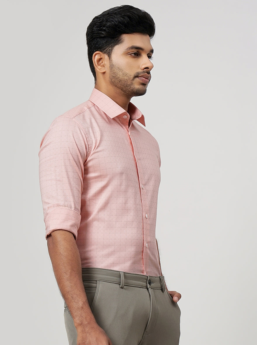 Pink Checked Slim Fit Formal Shirt | JadeBlue Youth