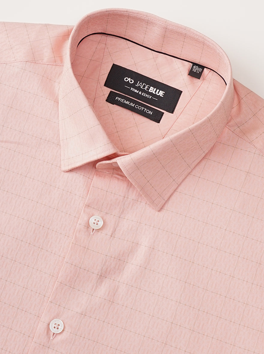 Pink Checked Slim Fit Formal Shirt | JadeBlue Youth