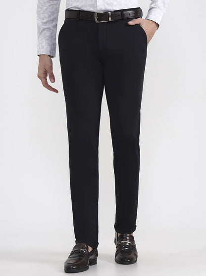 Black Solid Slim Fit Club Wear Trouser | Wyre