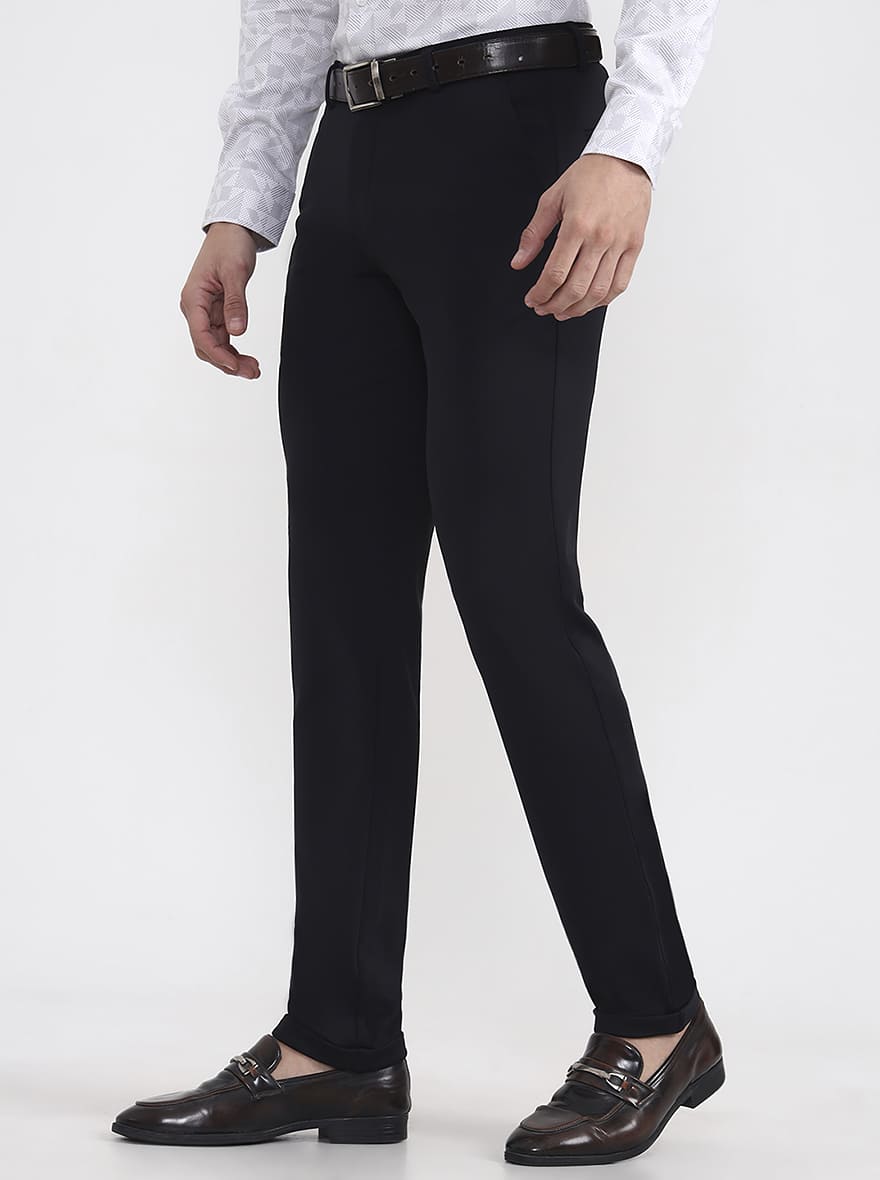 Black Solid Slim Fit Club Wear Trouser | Wyre