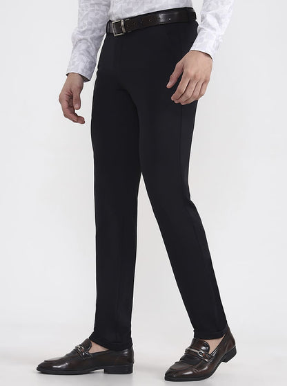 Black Solid Slim Fit Club Wear Trouser | Wyre