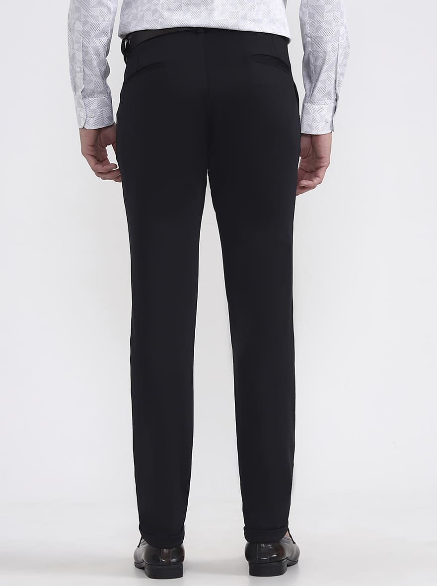 Black Solid Slim Fit Club Wear Trouser | Wyre