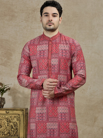 Maroon Printed Kurta Pajama | Virasana