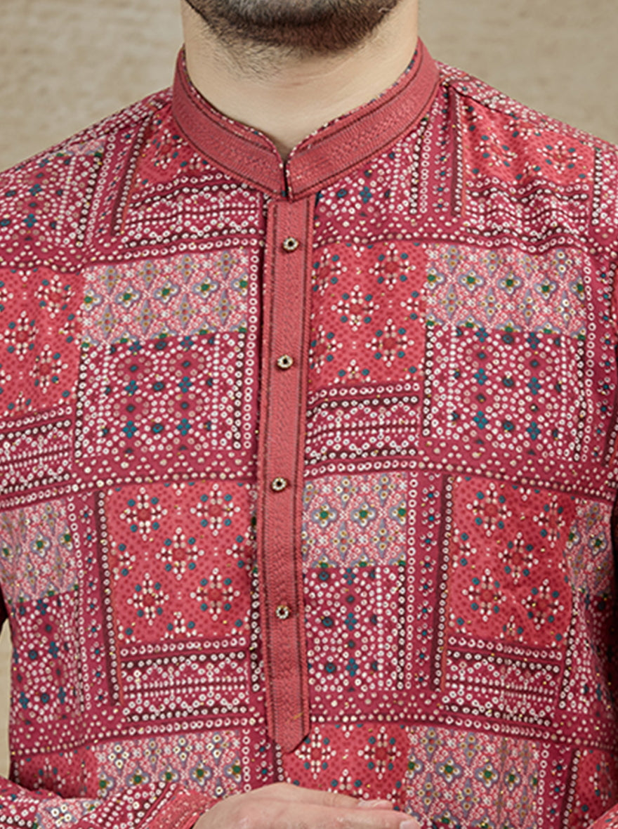 Maroon Printed Kurta Pajama | Virasana