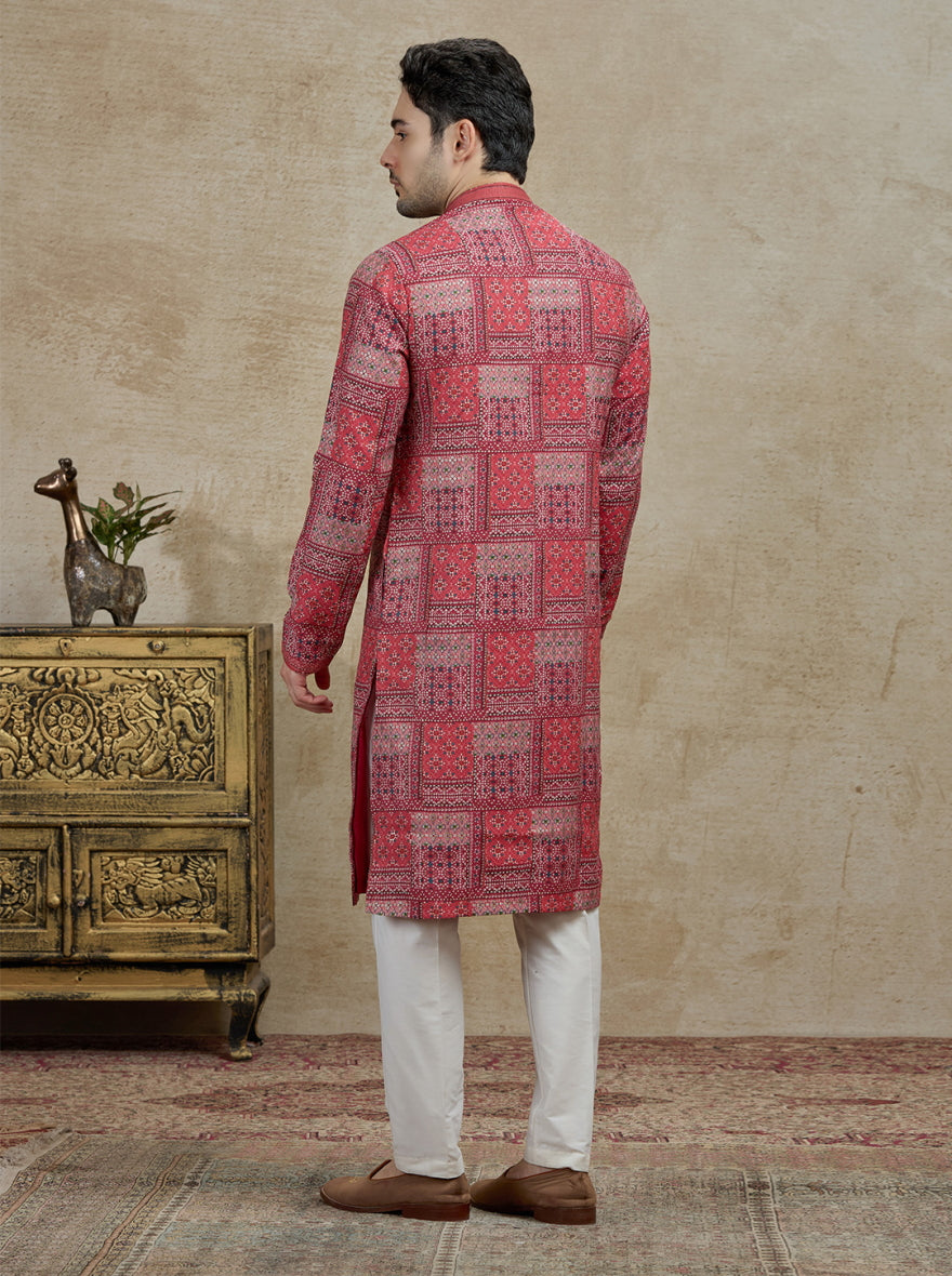 Maroon Printed Kurta Pajama | Virasana