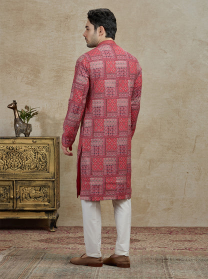 Maroon Printed Kurta Pajama | Virasana