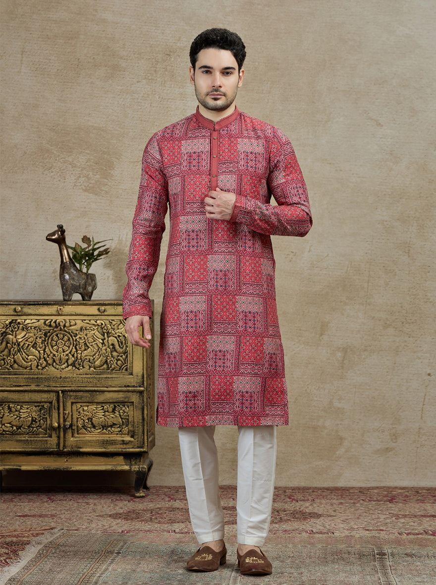 Maroon Printed Kurta Pajama | Virasana