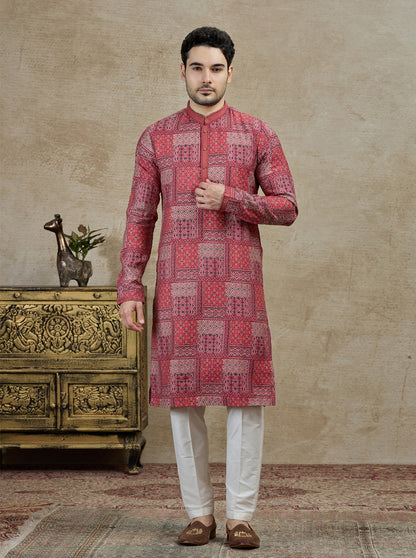 Maroon Printed Kurta Pajama | Virasana