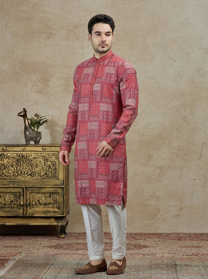 Maroon Printed Kurta Pajama | Virasana