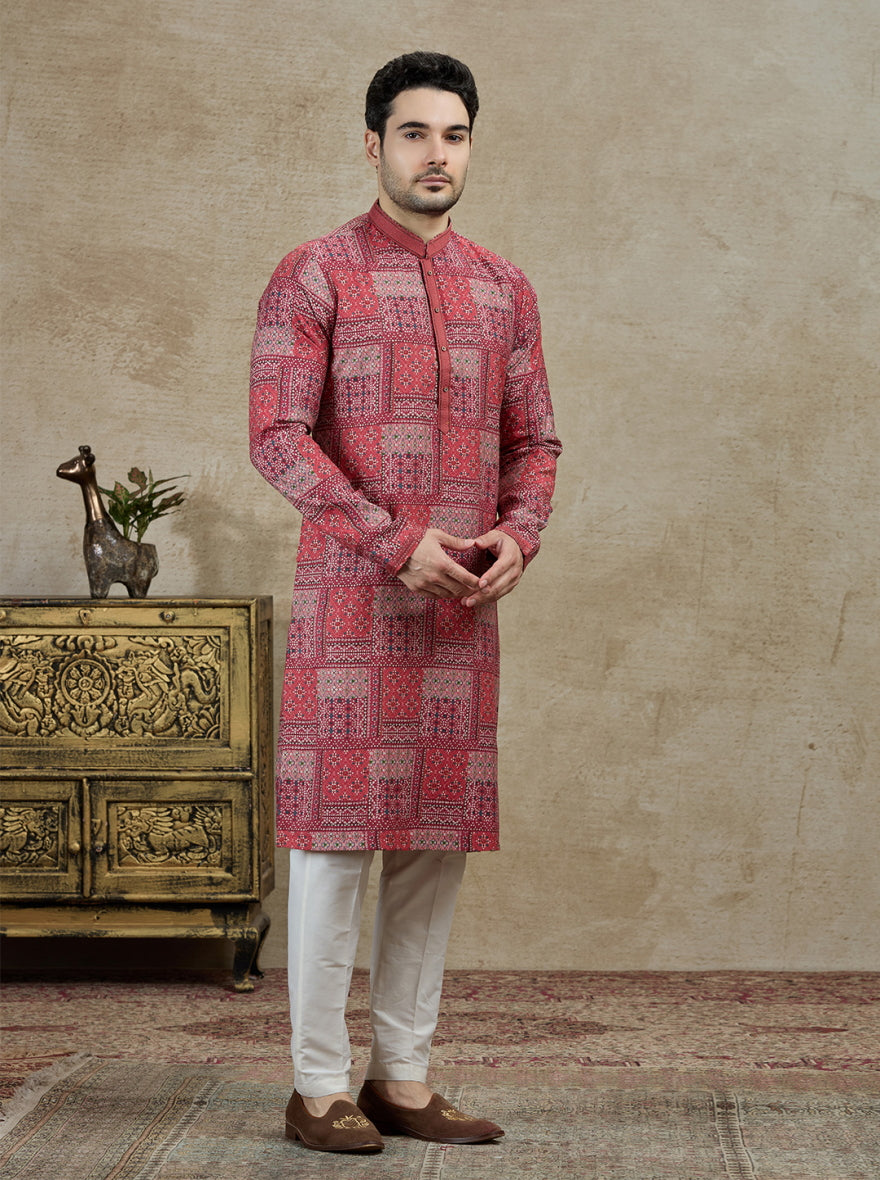 Maroon Printed Kurta Pajama | Virasana