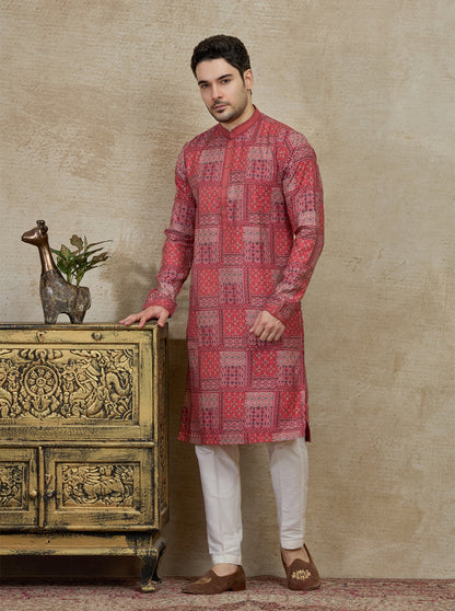 Maroon Printed Kurta Pajama | Virasana