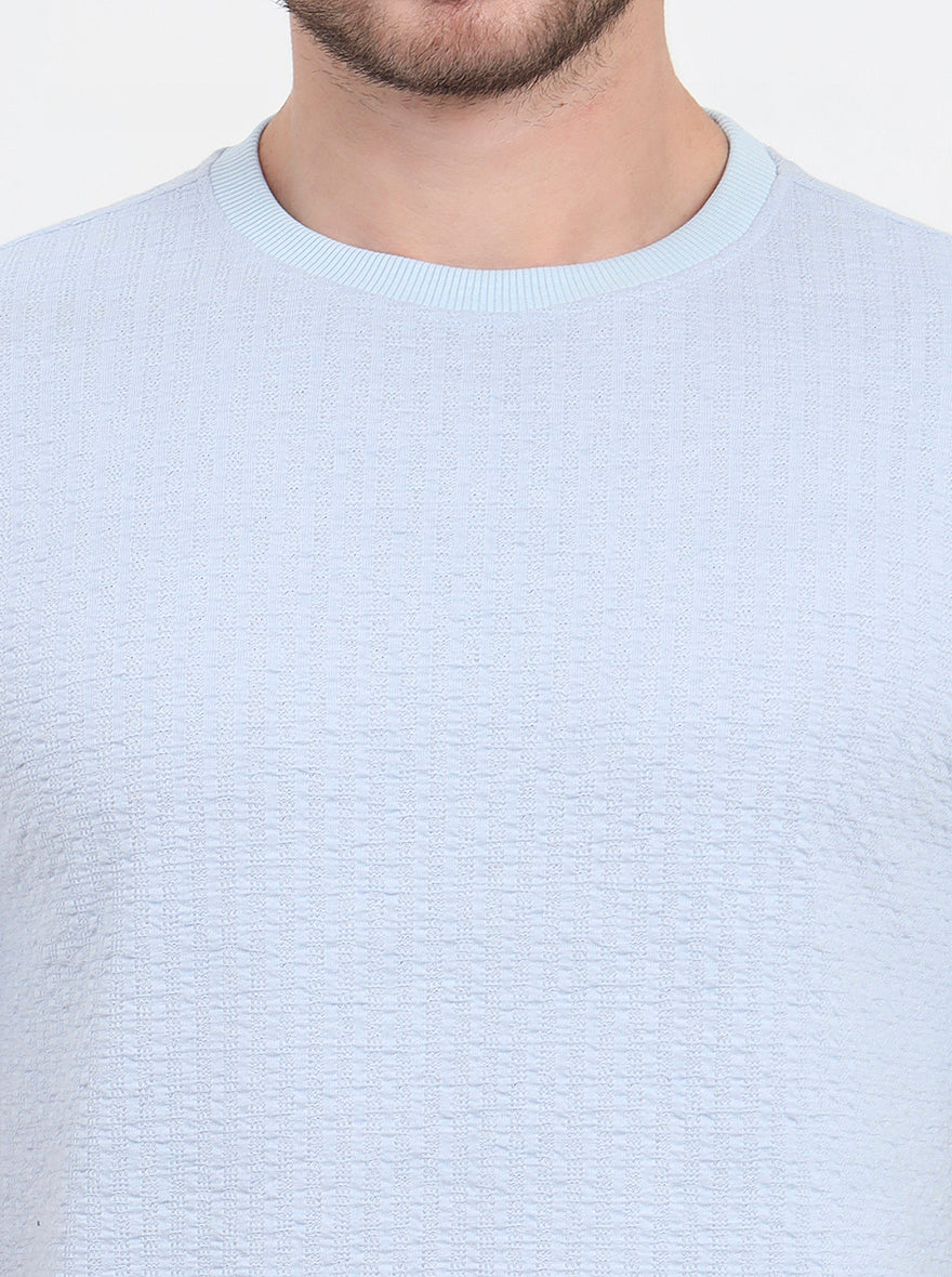 Sky Blue Solid Slim Fit T-Shirt | JadeBlue