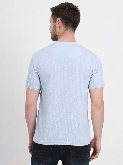 Sky Blue Solid Slim Fit T-Shirt | JadeBlue