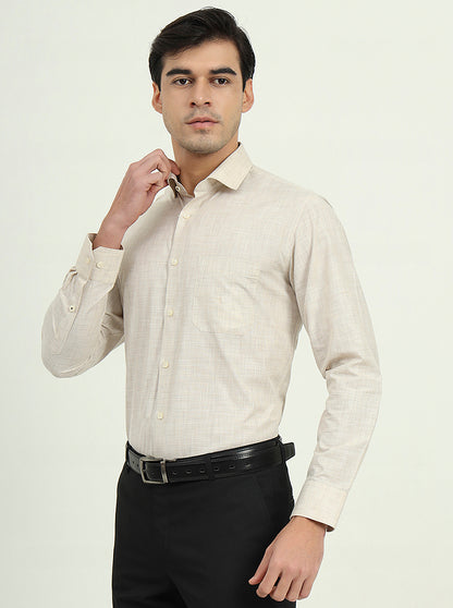 Beige Solid Slim Fit Formal Shirt | Greenfibre