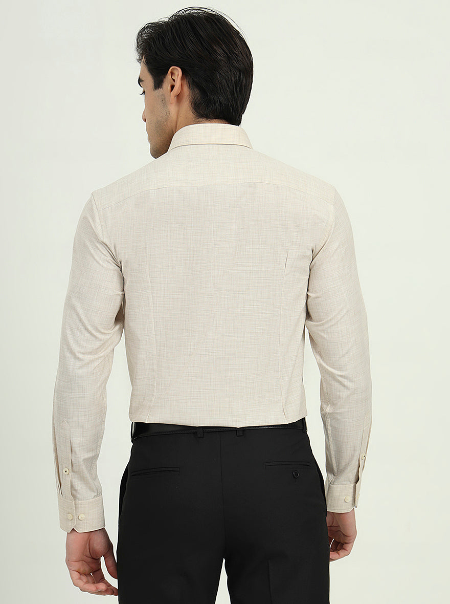 Beige Solid Slim Fit Formal Shirt | Greenfibre