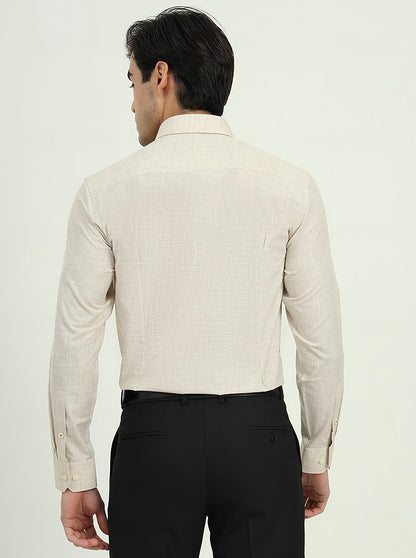 Beige Solid Slim Fit Formal Shirt | Greenfibre
