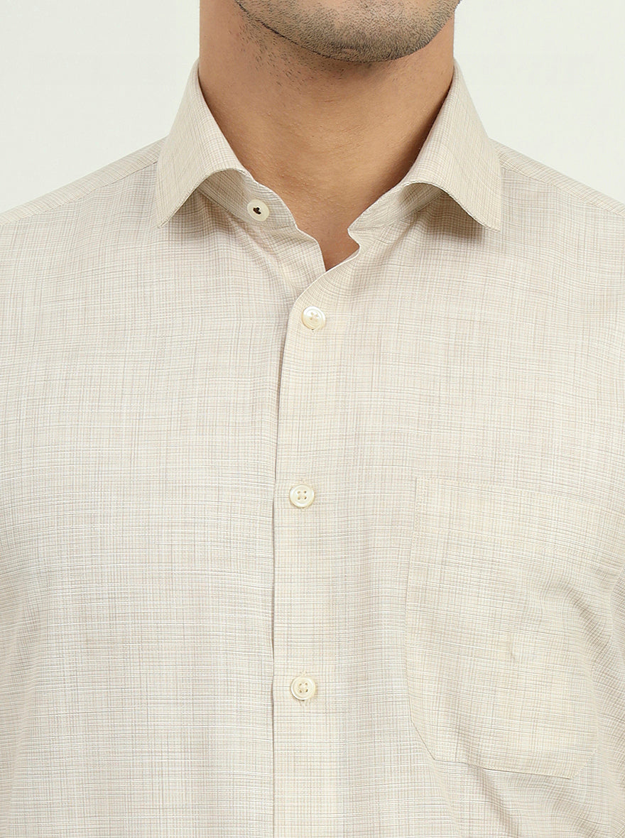 Beige Solid Slim Fit Formal Shirt | Greenfibre