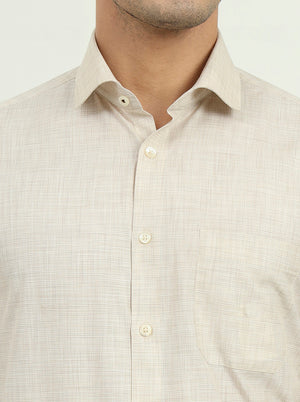 Beige Solid Slim Fit Formal Shirt | Greenfibre