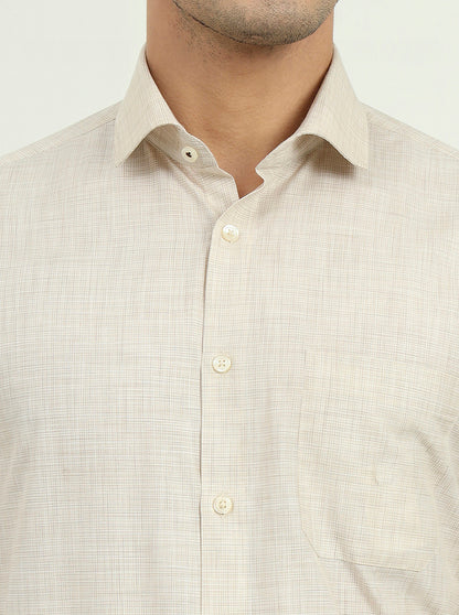 Beige Solid Slim Fit Formal Shirt | Greenfibre