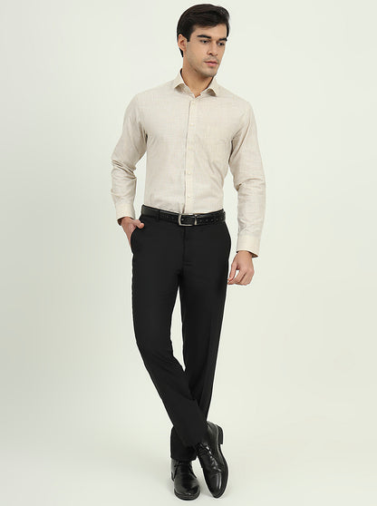 Beige Solid Slim Fit Formal Shirt | Greenfibre
