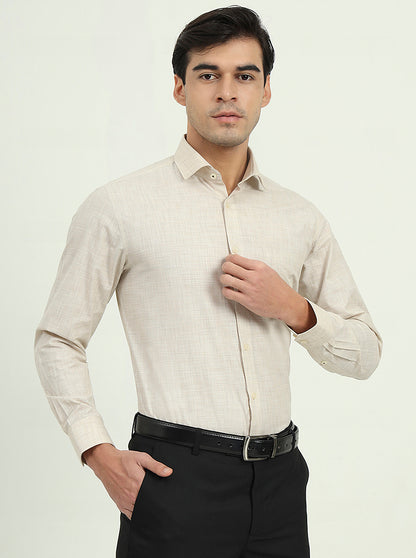 Beige Solid Slim Fit Formal Shirt | Greenfibre