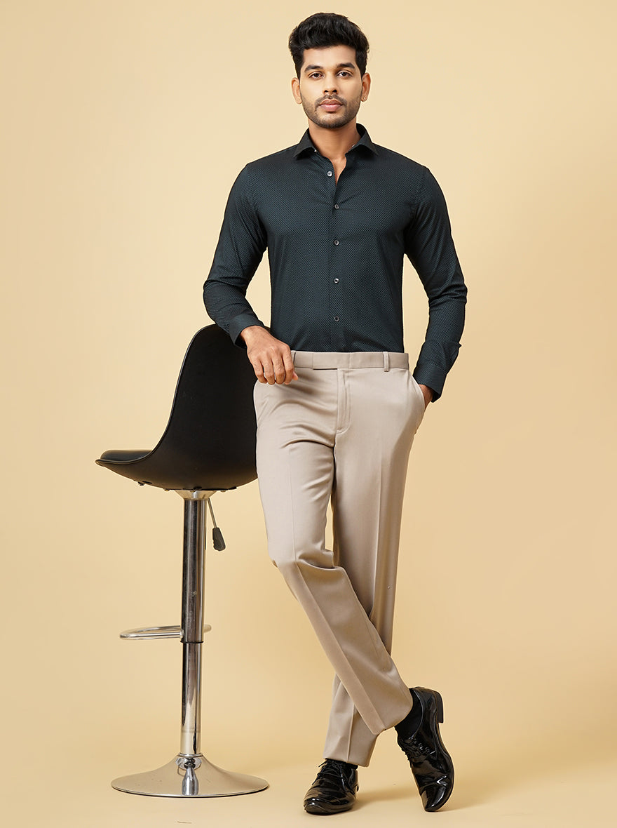 Dark Green Solid Slim Fit Party Wear Shirt | Wyre