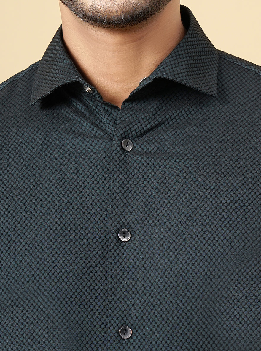 Dark Green Solid Slim Fit Party Wear Shirt | Wyre