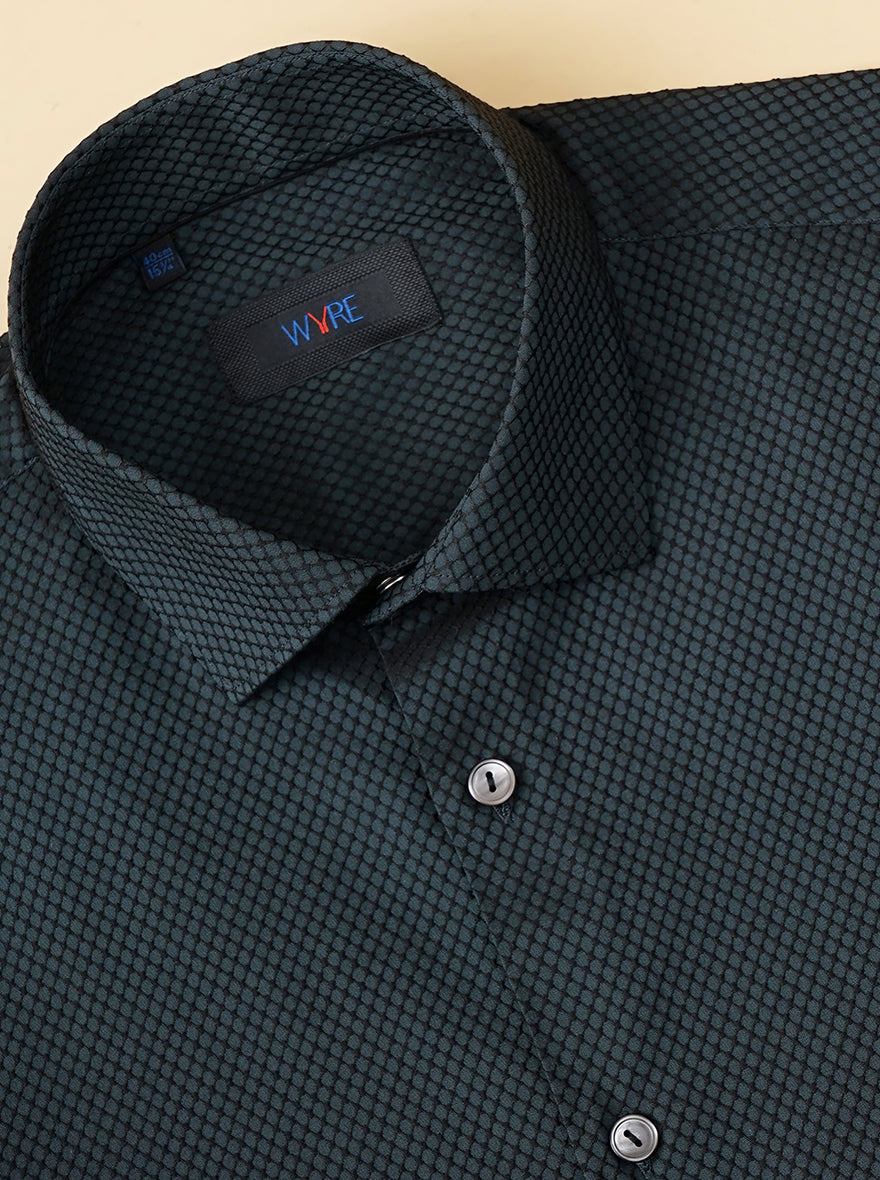 Dark Green Solid Slim Fit Party Wear Shirt | Wyre