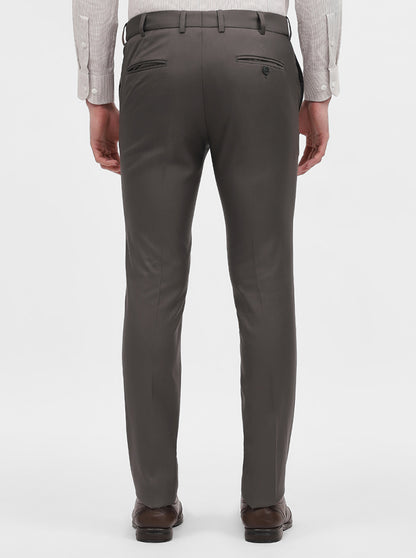 Brown Solid Slim Fit Formal Trouser | Metal