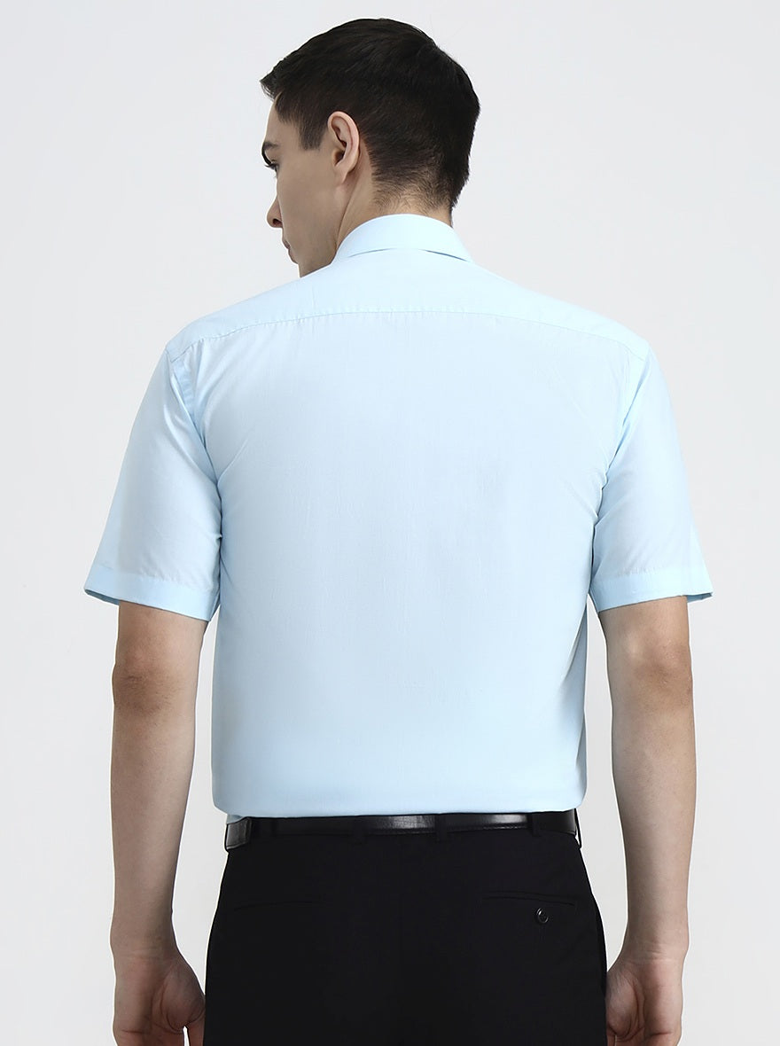 Blue Solid Regular Fit Formal Shirt | JadeBlue