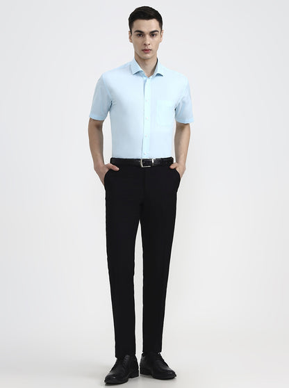 Blue Solid Regular Fit Formal Shirt | JadeBlue