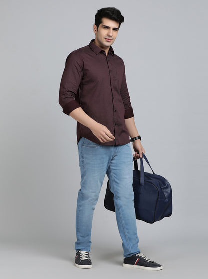 Maroon Printed Smart Fit Semi Casual Shirt | Greenfibre