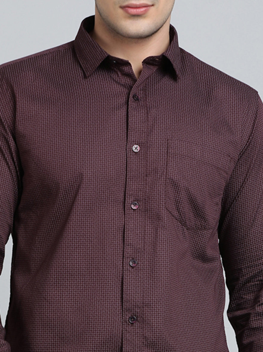 Maroon Printed Smart Fit Semi Casual Shirt | Greenfibre