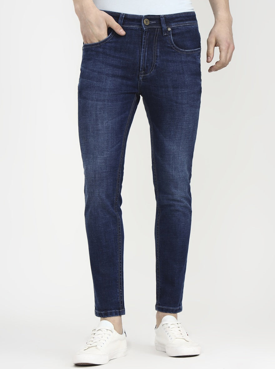 Mid Nebula Blue Solid Rider Fit Jeans | JadeBlue