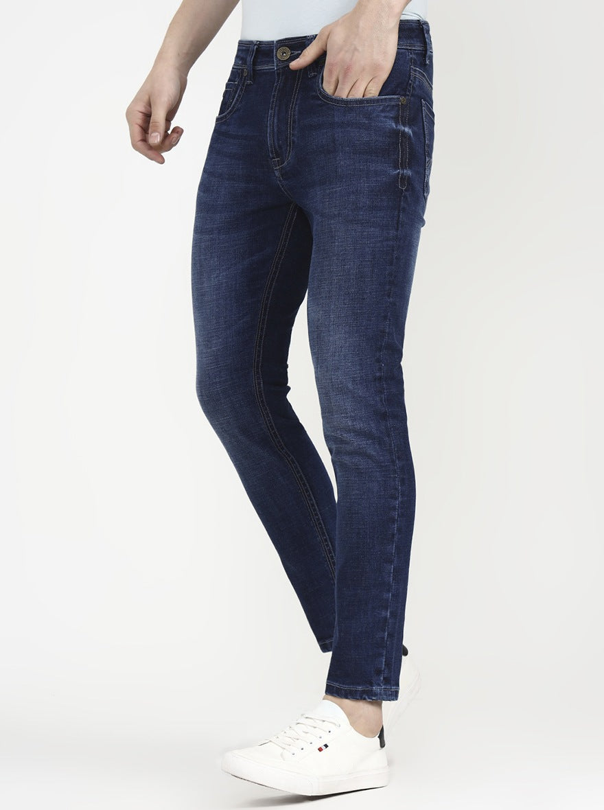 Mid Nebula Blue Solid Rider Fit Jeans | JadeBlue