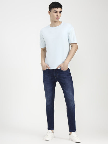 Mid Nebula Blue Solid Rider Fit Jeans | JadeBlue