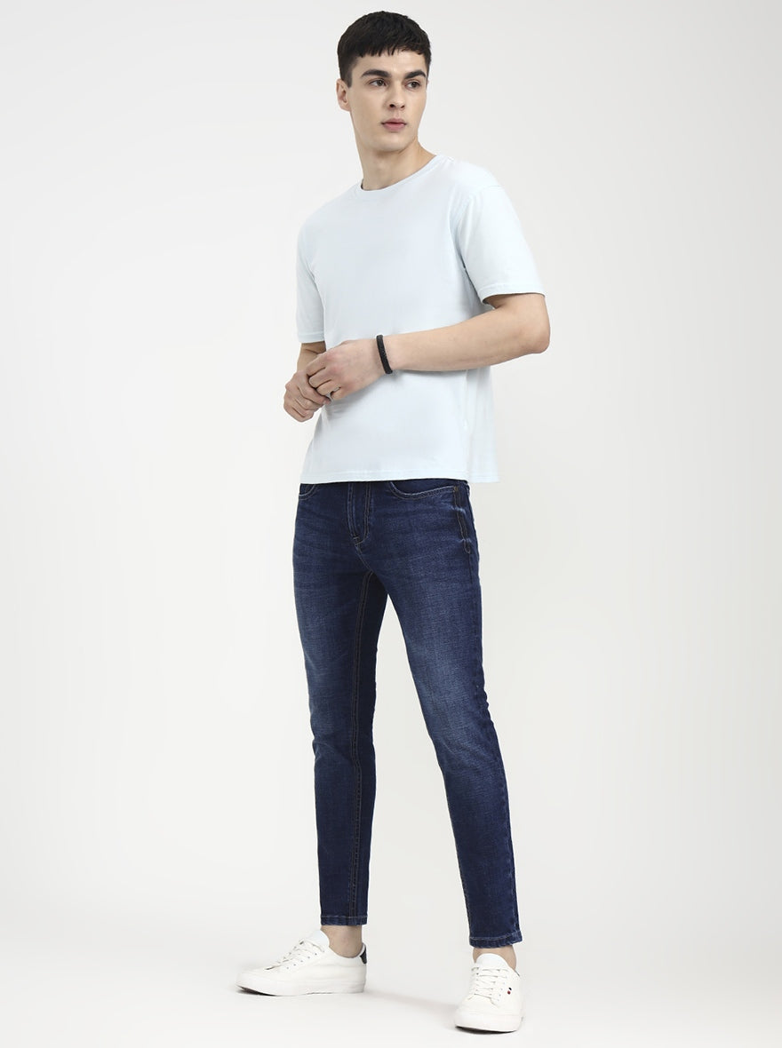 Mid Nebula Blue Solid Rider Fit Jeans | JadeBlue