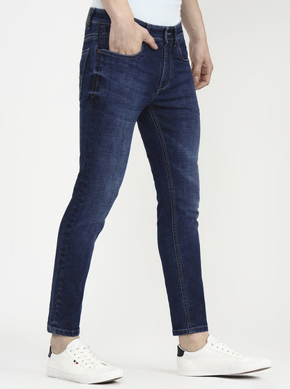 Mid Nebula Blue Solid Rider Fit Jeans | JadeBlue