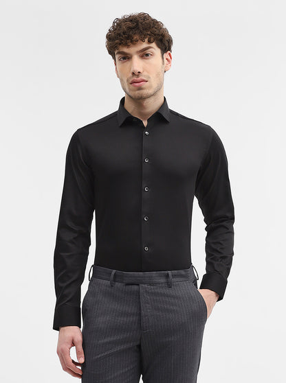 Black Solid Slim Fit Party Wear Shirt | Wyre
