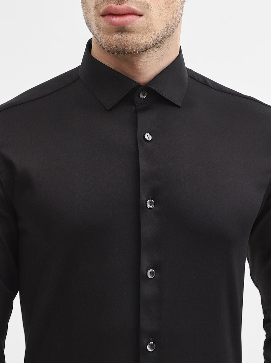Black Solid Slim Fit Party Wear Shirt | Wyre