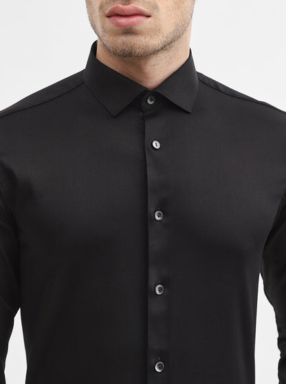 Black Solid Slim Fit Party Wear Shirt | Wyre