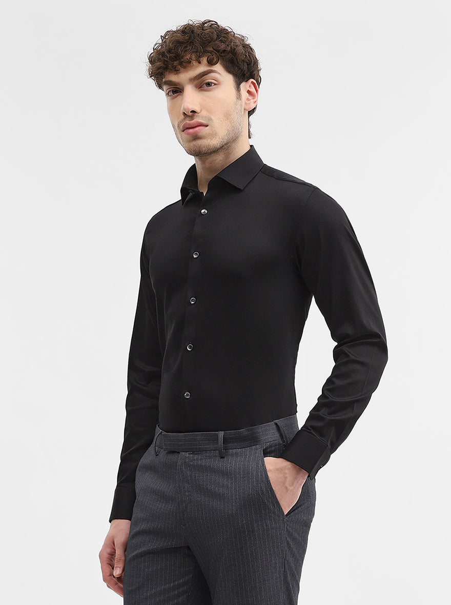 Black Solid Slim Fit Party Wear Shirt | Wyre