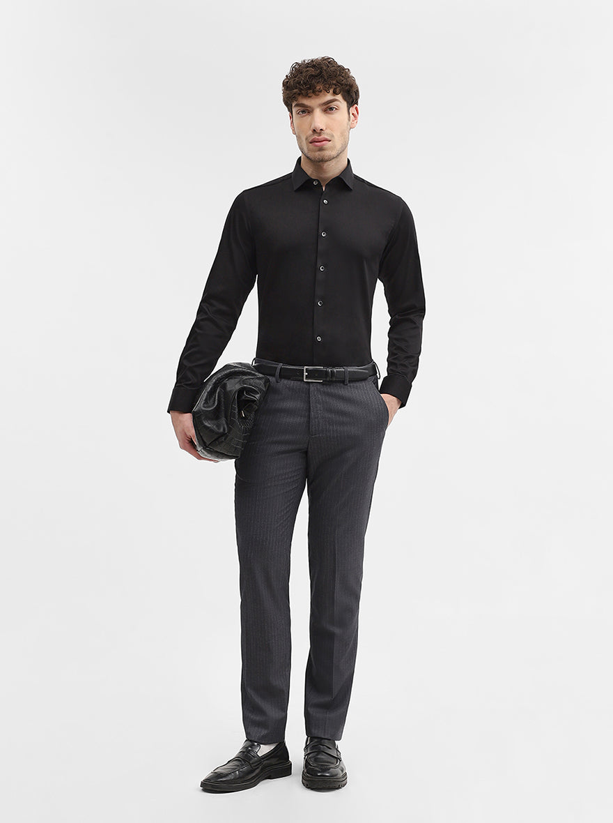 Black Solid Slim Fit Party Wear Shirt | Wyre
