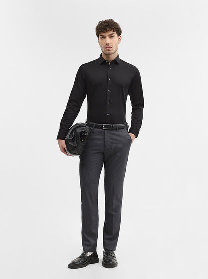 Black Solid Slim Fit Party Wear Shirt | Wyre