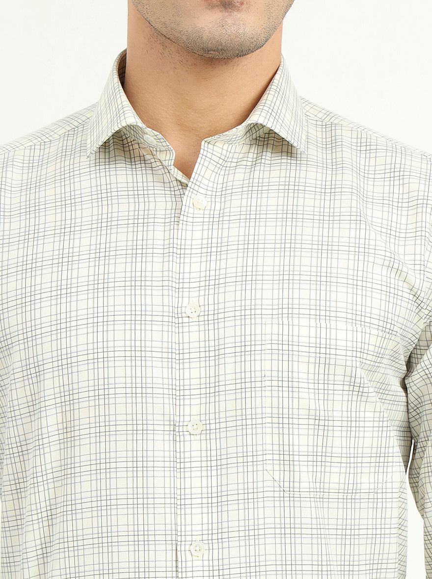 Pista Green Checked Slim Fit Formal Shirt | Greenfibre