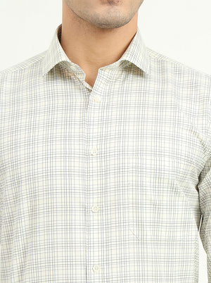 Pista Green Checked Slim Fit Formal Shirt | Greenfibre