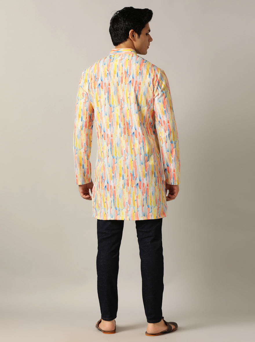 Yellow Multi Printed Kurta | The Kurta Company